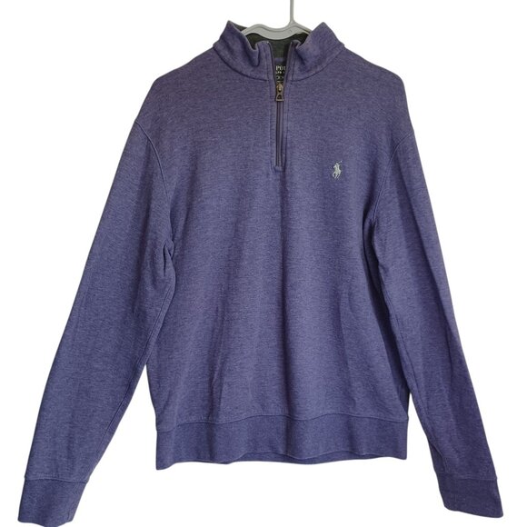 Polo Ralph Lauren Pullover Quarter Zip Sweater Sweatshirt Purple Mens Medium - Picture 1 of 10